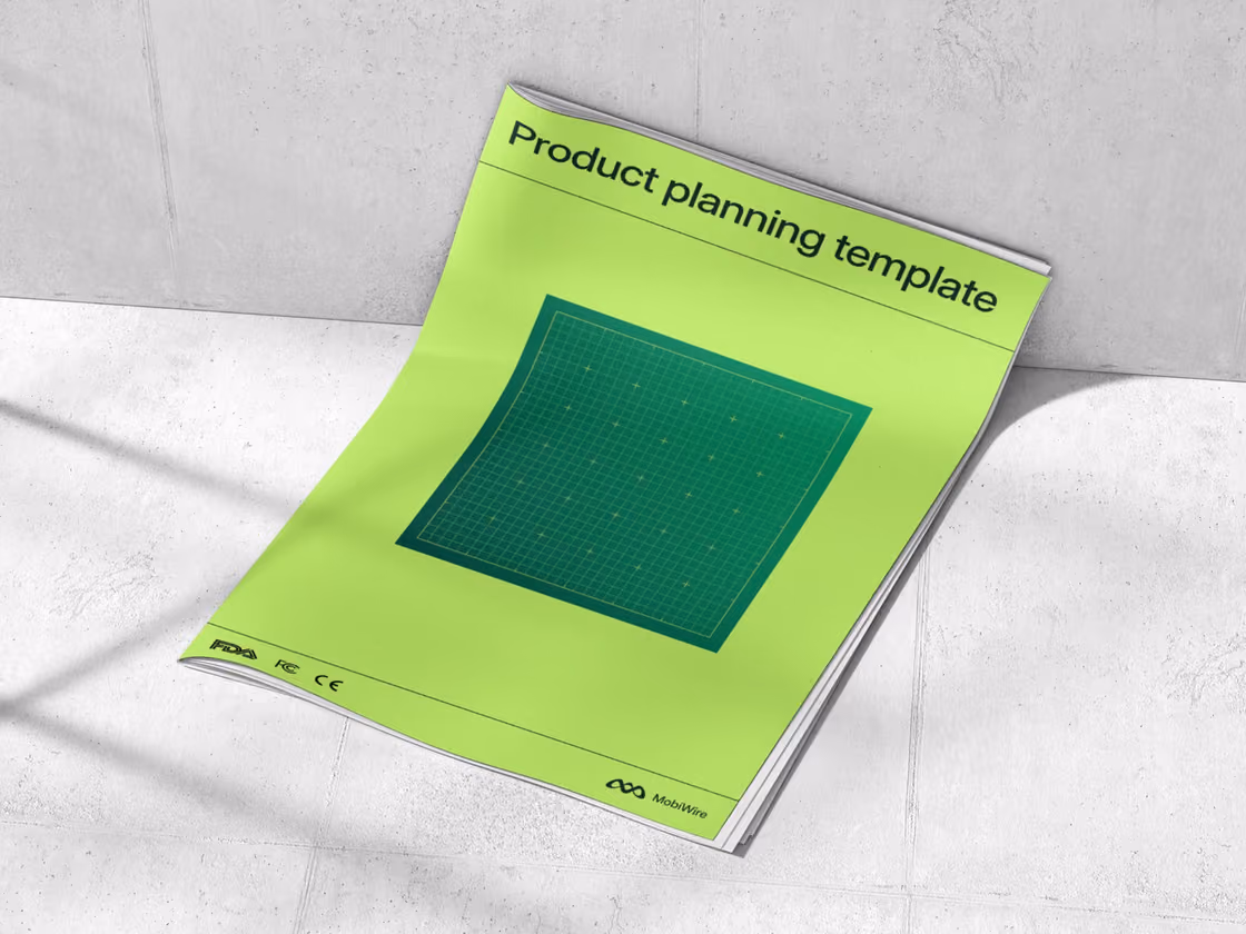 MobiWire product planning template printed on lime paper